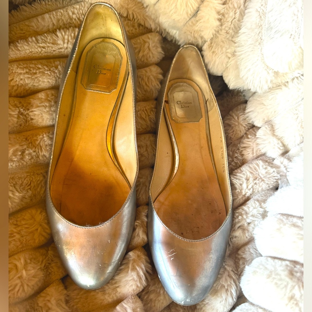 Silver Dior Flats